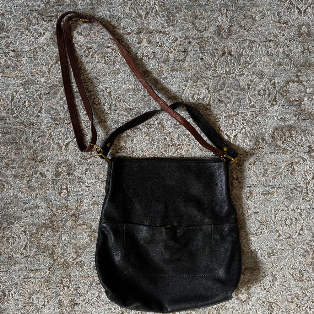 Fossil Leather Shoulder Bag Brown and Black
